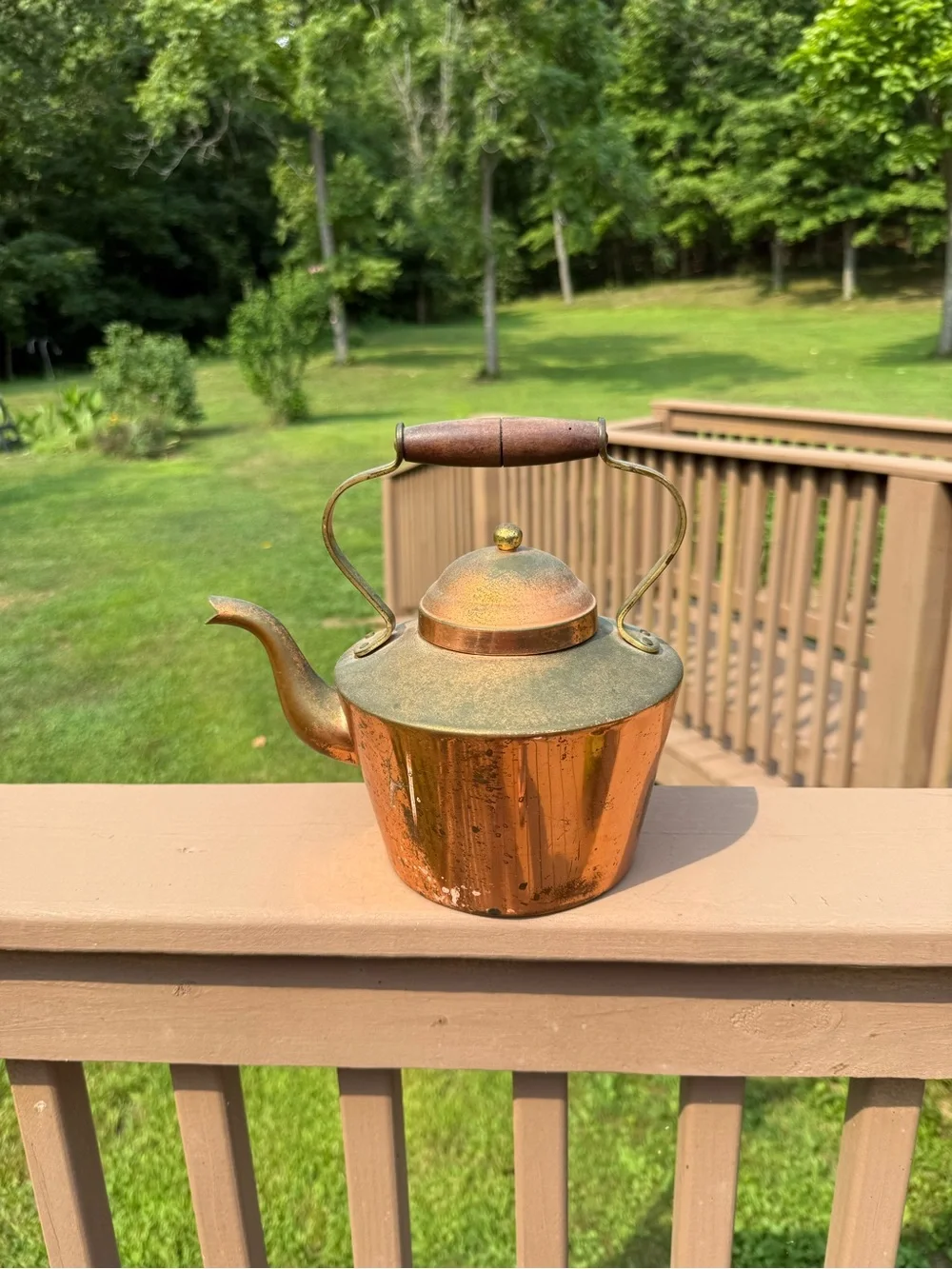 Vtg Tagus Portugal Copper Clad Teapot Kettle Rustic, Beautiful Patina